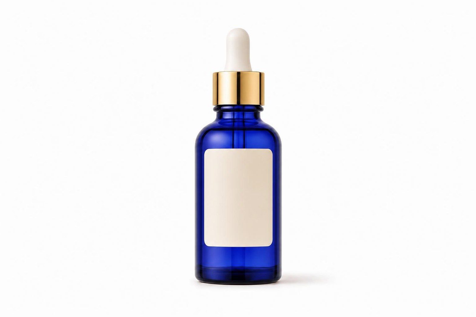 The bottle in cobalt blue glass