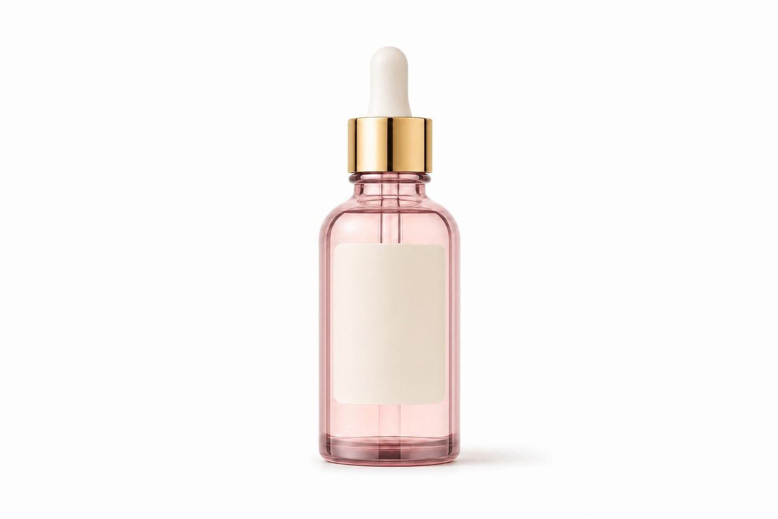 The bottle in rose-tinted glass