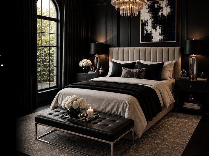 A finished bedroom concept presented to a client