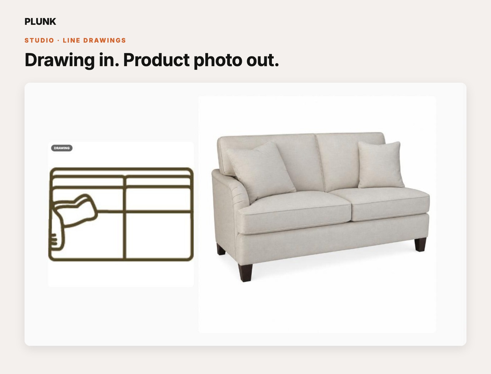 A technical line drawing beside its rendered product image